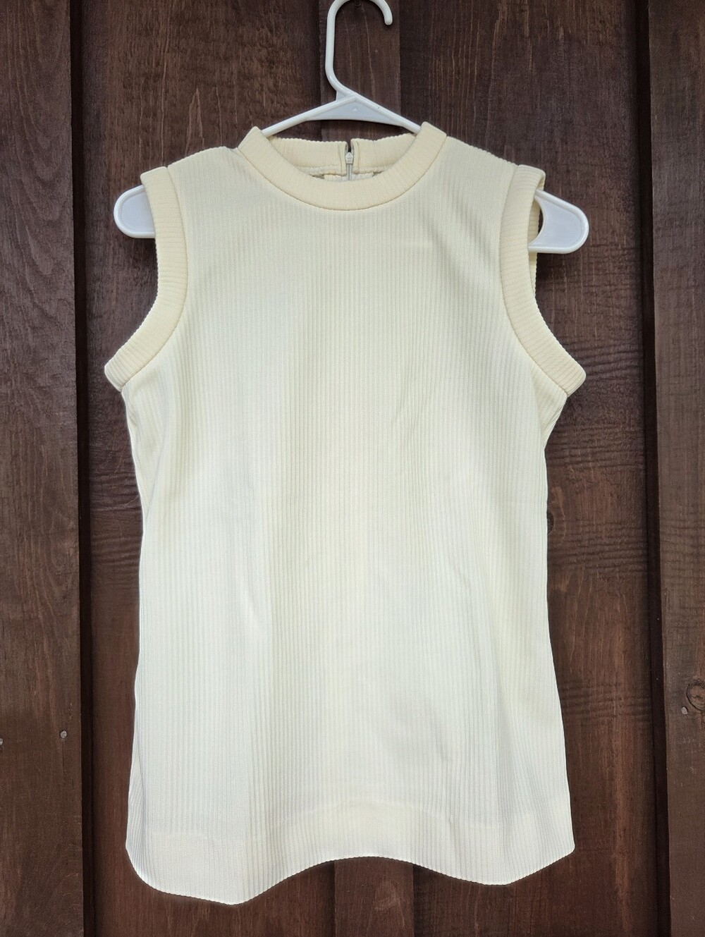 Vintage Ribbed Polyester Sleeveless Top